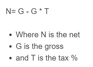 calculate net amount from gross.
